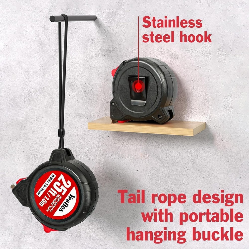 Measuring Tape 25 ft Bulk Pack Easy Read Retractable Self-Lock 5 Pack