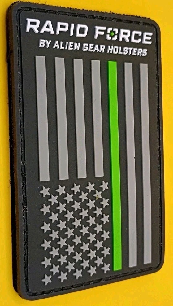 PVC Rubber Patch Black/Gray Thin Green Line Flag Hook & Loop Alien Gear Holsters