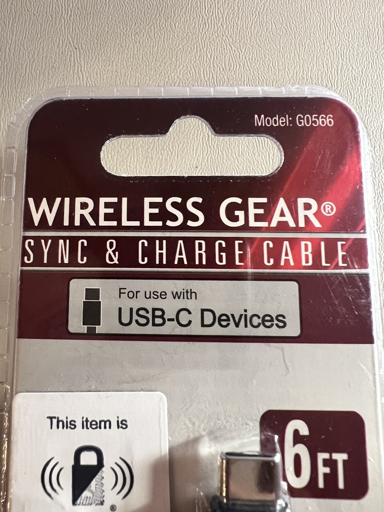 Wireless Gear Sync & Charge Cables 6ft USB-C Cord Black