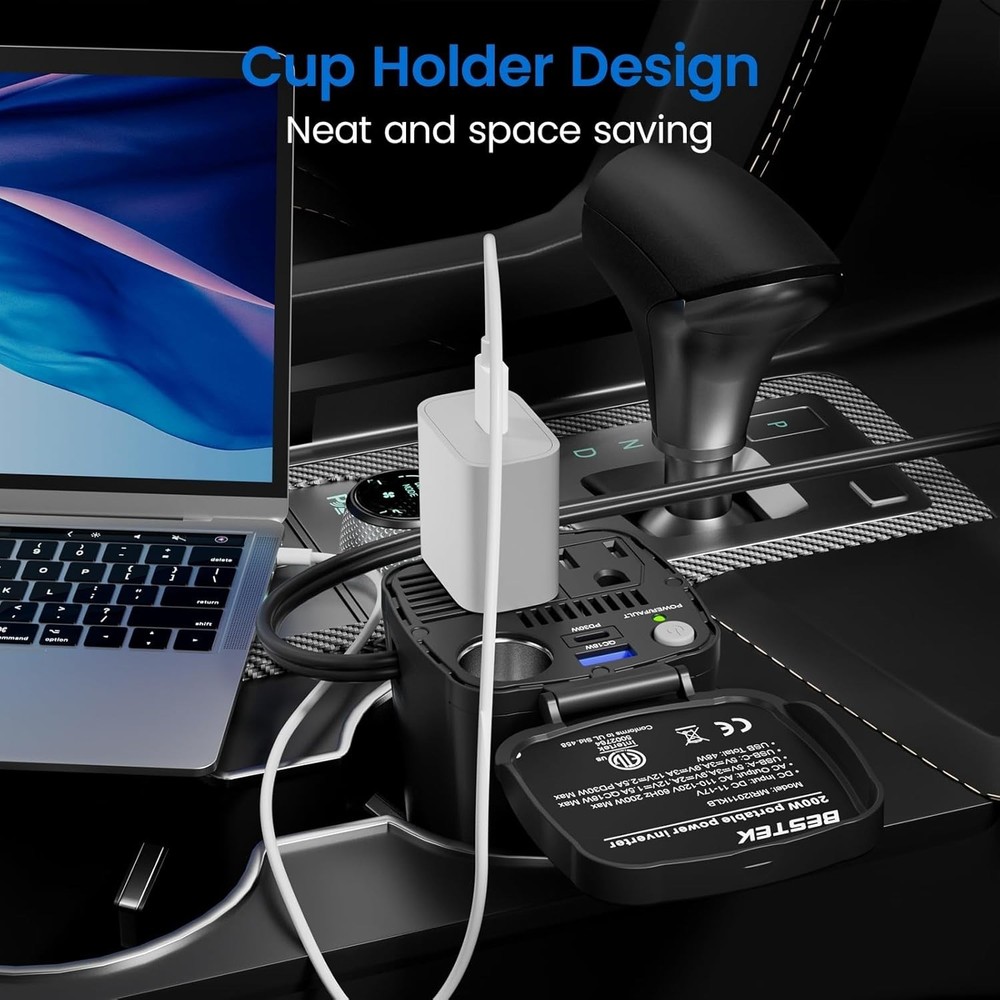 Portable 200W Car Plug Adapter with Fast Charging