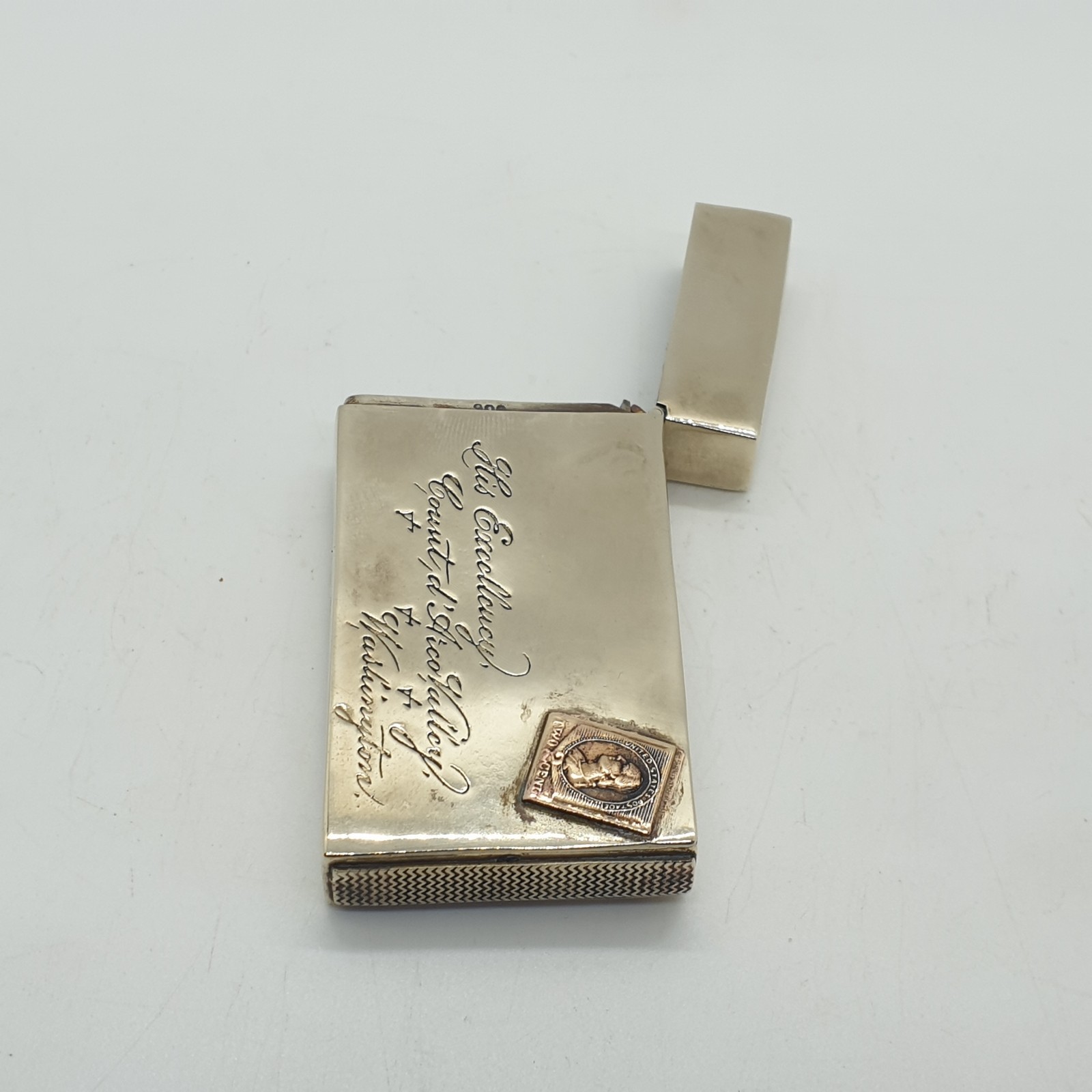 Gilt 900 Silver Envelope Form Novelty Vesta Case