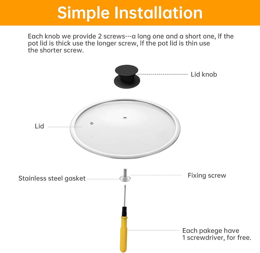 2Pcs Universal Pot Lid Replacement Knobs, Silicone Pan Lid Holding Handles, H...