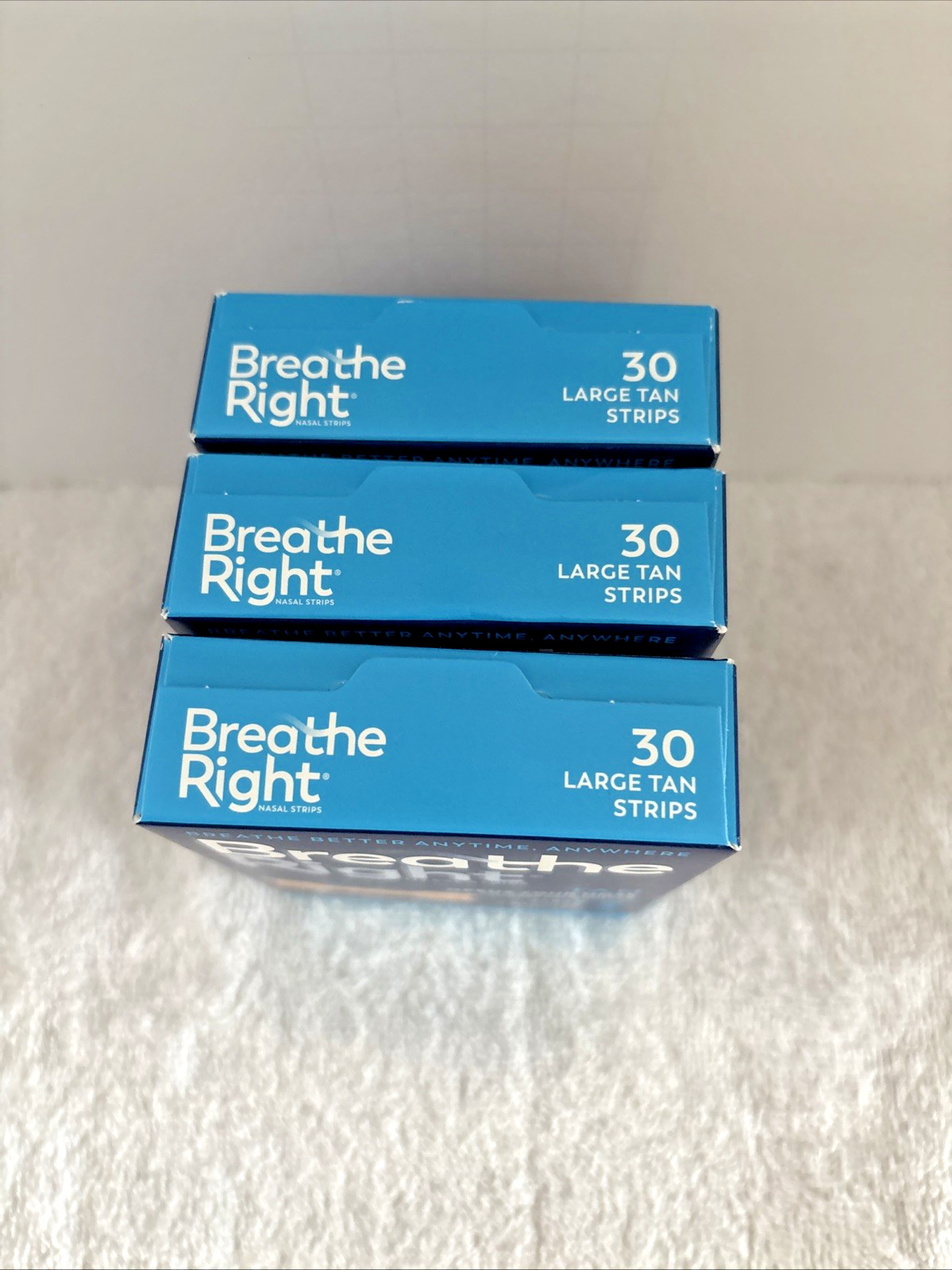 120 Breathe Right Original Nasal Strips Tan 3 x 30 Count Boxes -Sealed-90 Total