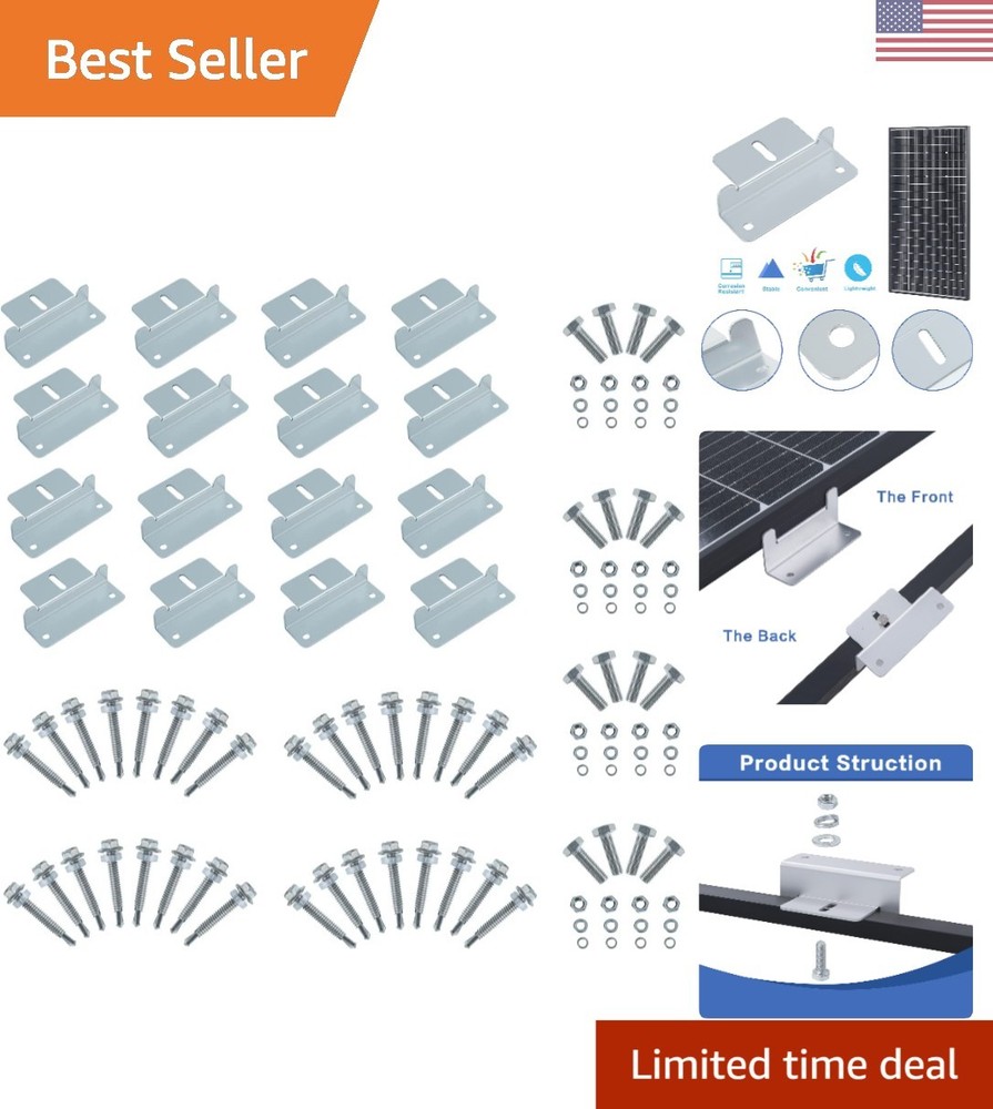 Z Brackets Solar Panel Mount - 4 Sets for RVs, Boats & Trailers Installation