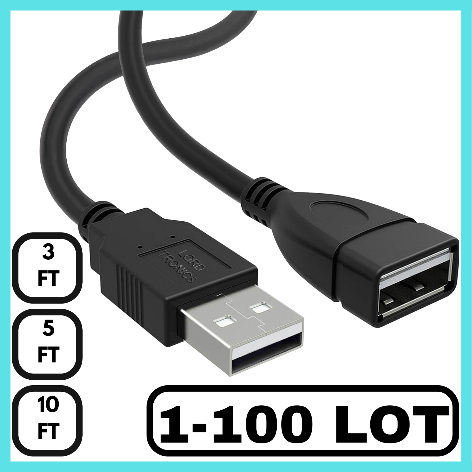 USB Extension Cable USB A to USB A Male to Female Extender Long Cord 3-10FT Lot