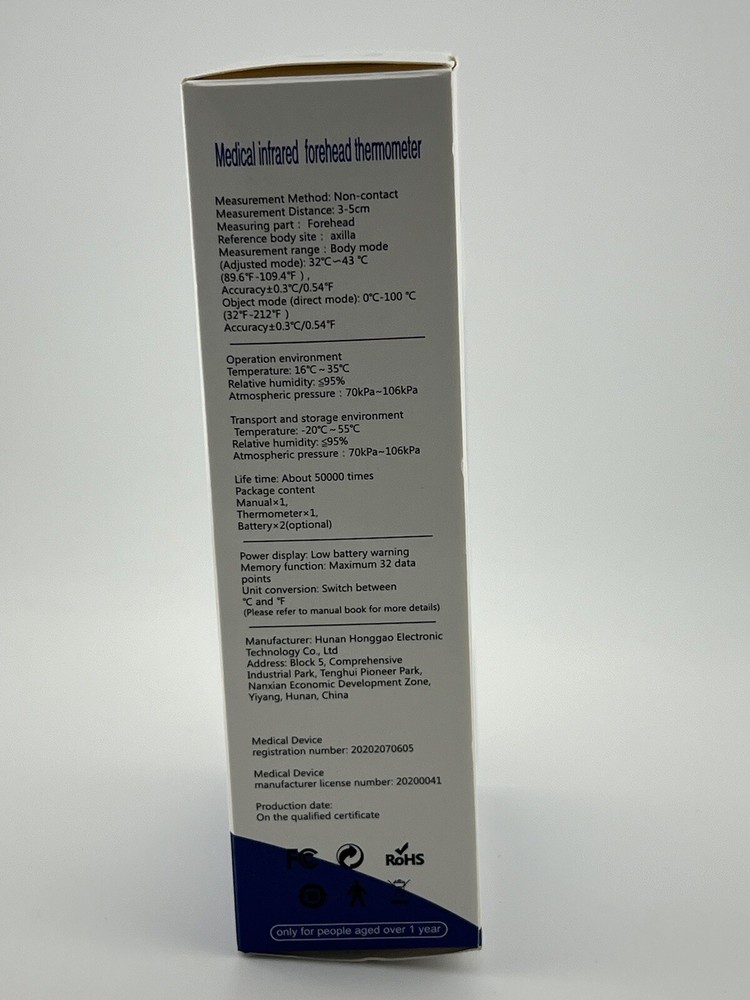 Forehead thermometer