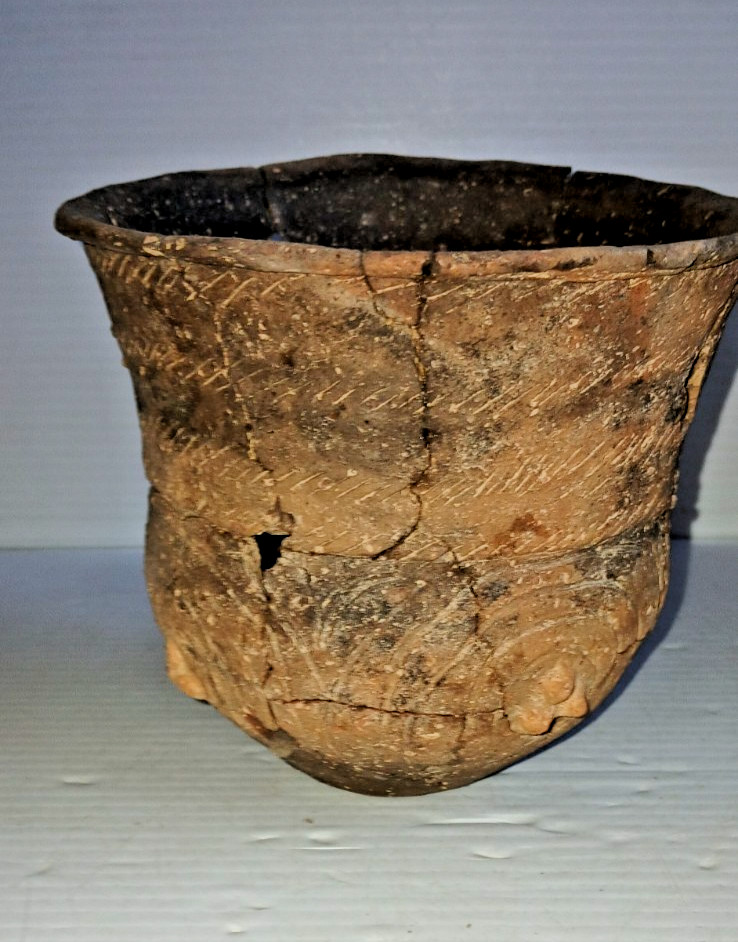 Pre-Columbian Native American Indian Mississippian Partial Pottery Jar Artifact