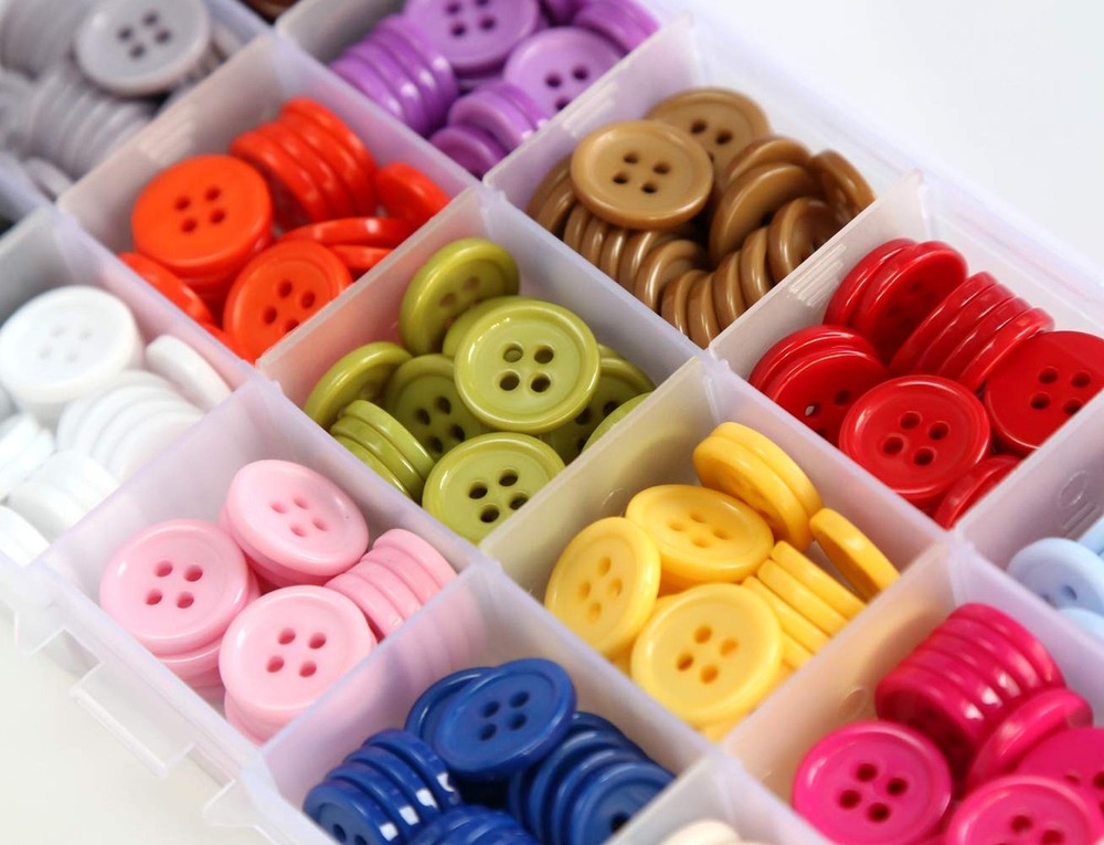5/8 Inch (15mm) 15 Colors Assorted Buttons for Sewing Flatback Button Multico...