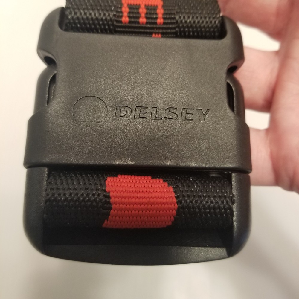 Delsey Luggage Strap Replacement Canvas Weaved Black Red Logo Adjustable