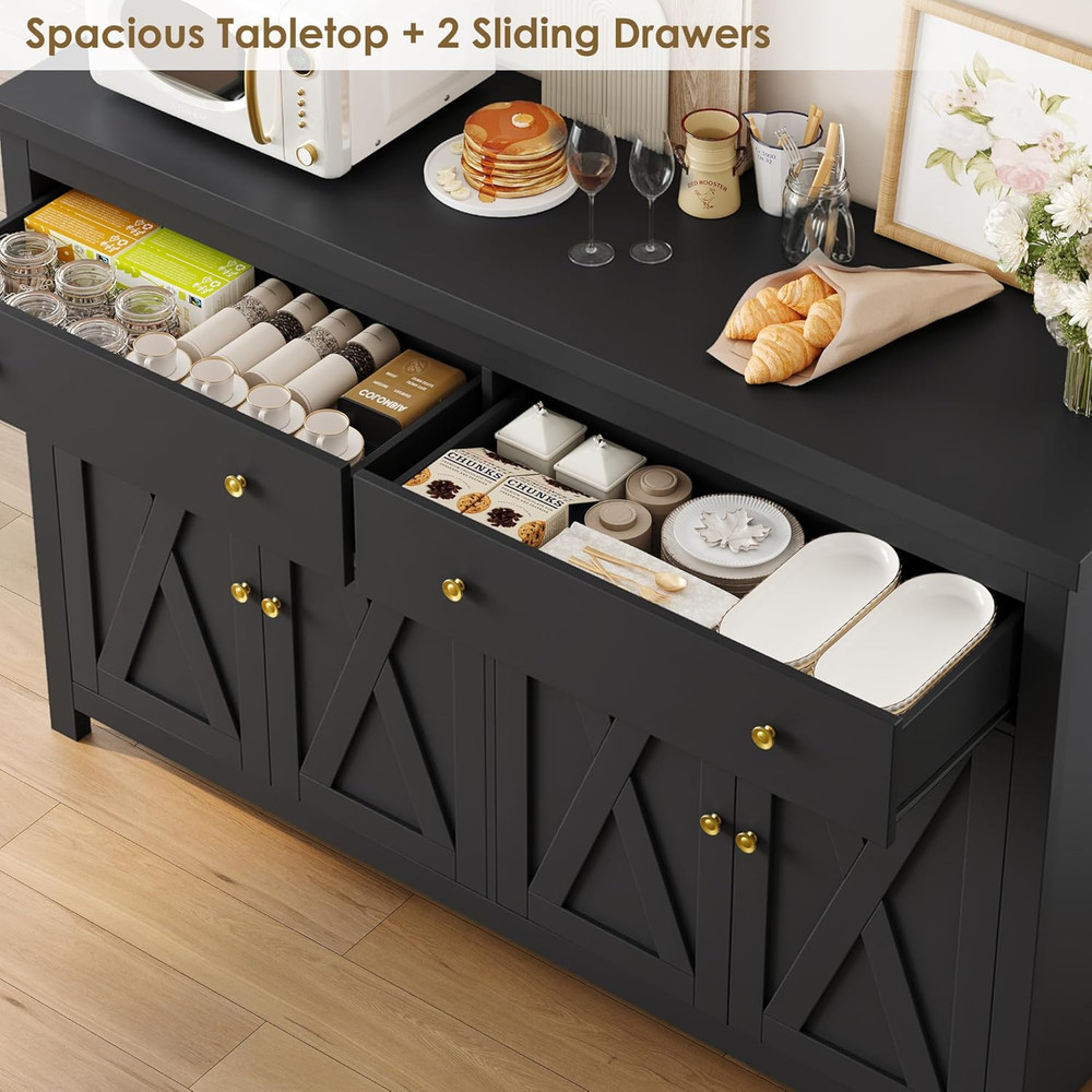 Sideboard Buffet Cabinet with Storage, 55" Large Kitchen Storage Cabinet with 2