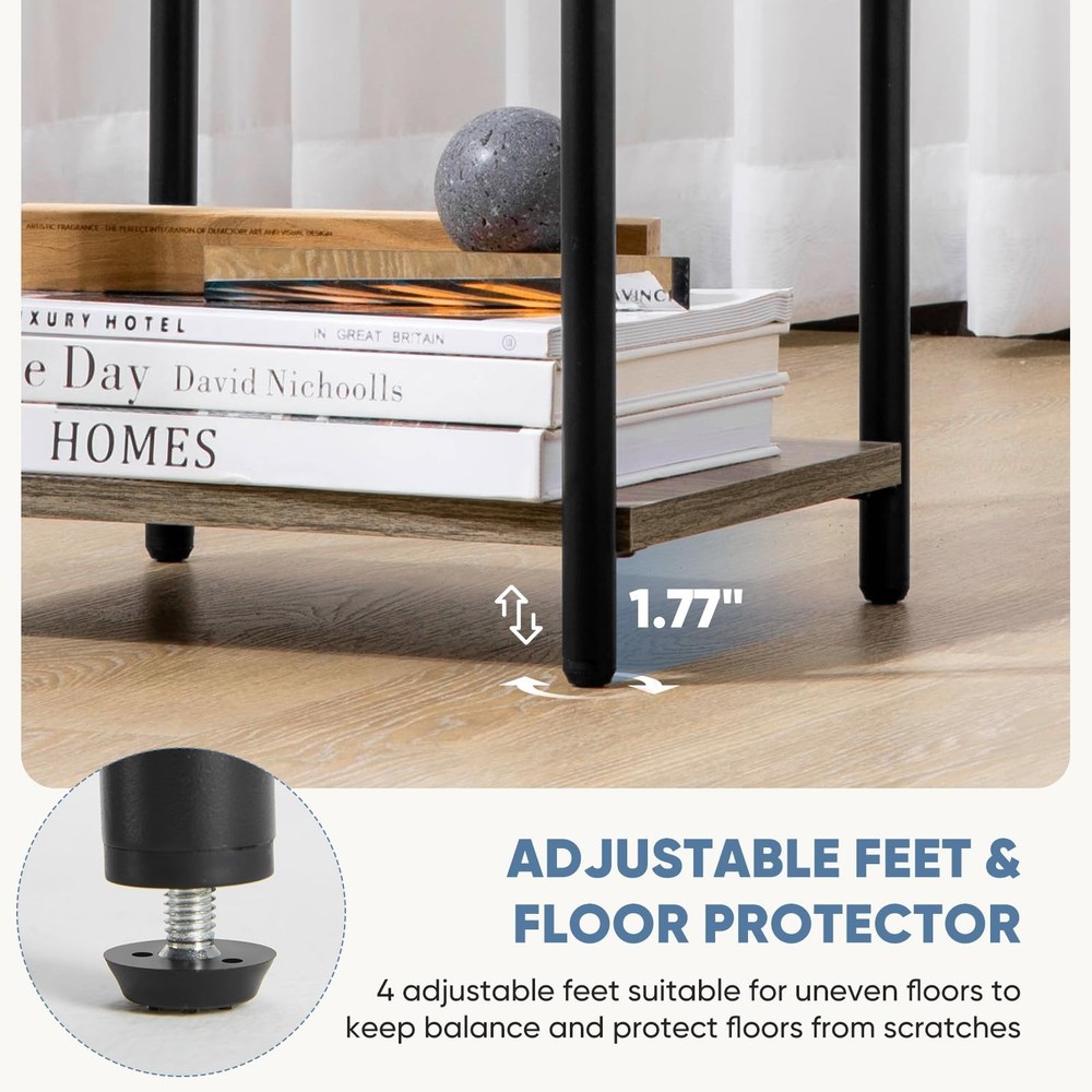 NEWBULIG Small Side Table, Record Player Stand, 3-Tier End Table Night Stand ...