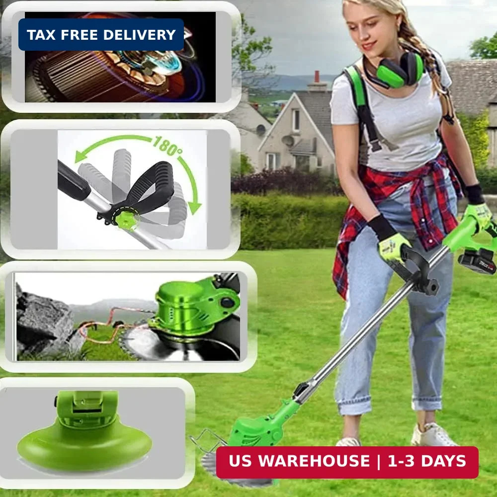 Electric Cordless Weed Wacker Trimmer 4 in 1 Stringless 4 Different Blades