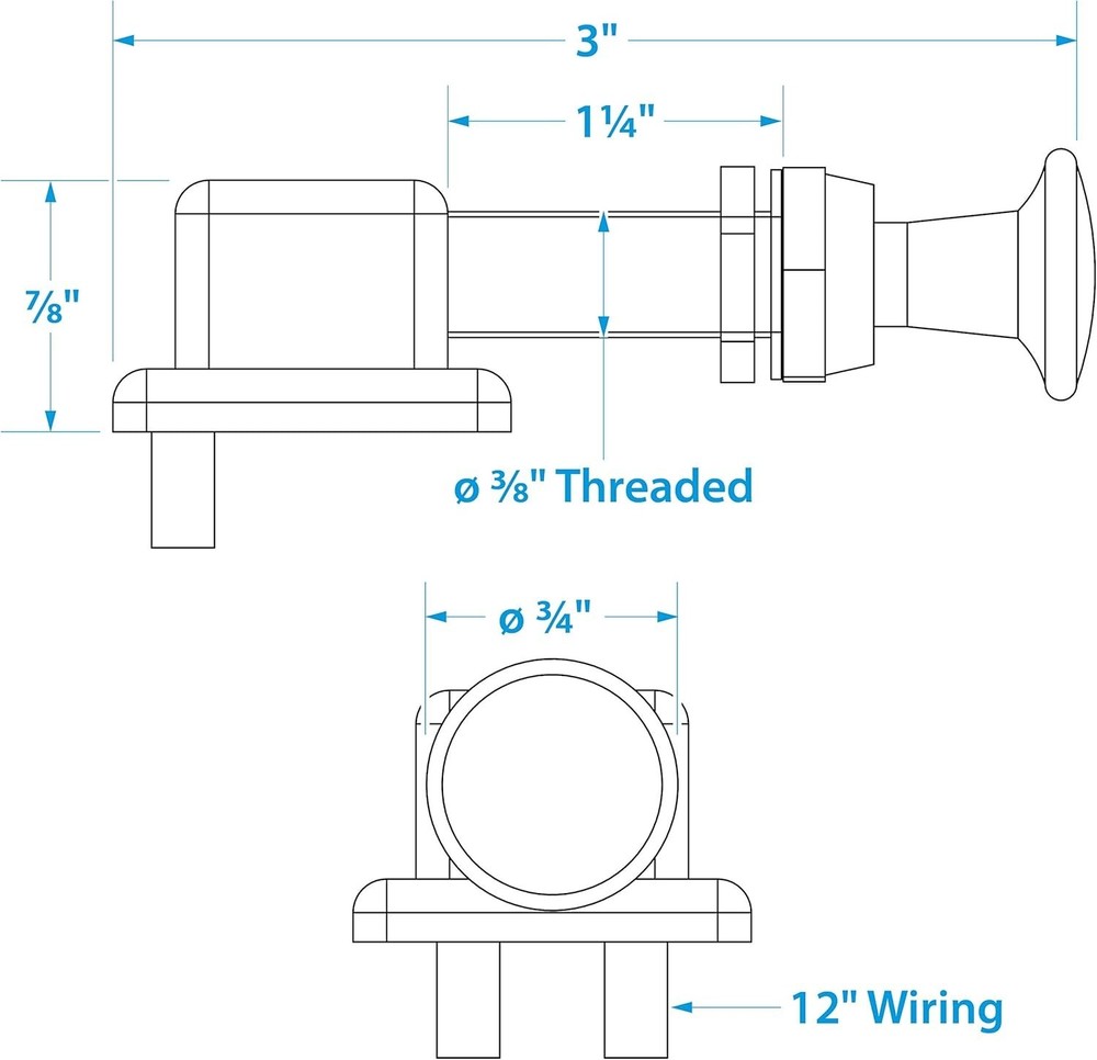 Seachoice Push Pull 2 Position Switch Plasticized Body Off/On Boat