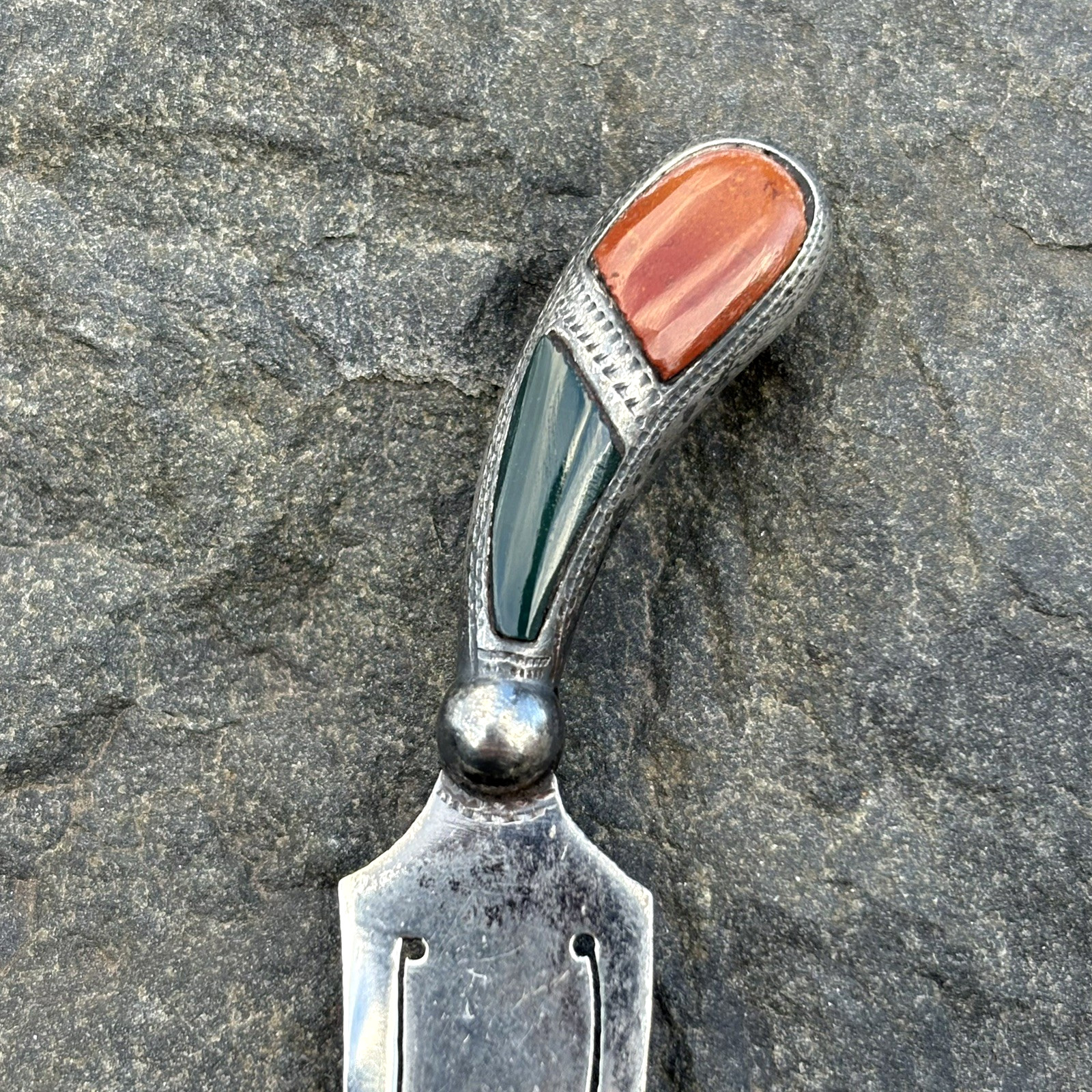 Antique 1925 Adie & Lovekin Sterling Silver Agate Sword Bookmark Birmingham RARE