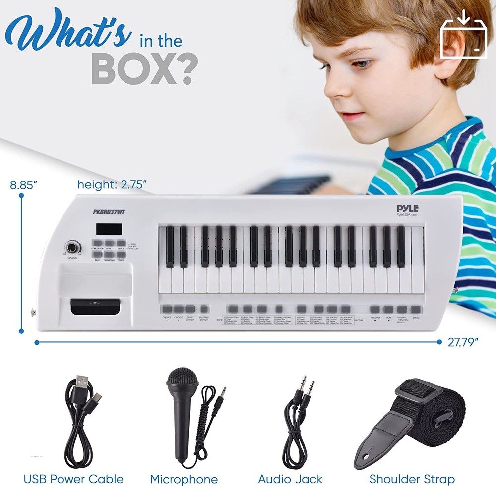 PylePro PKBRD37WT Portable 37Keys Electronic Keyboard
