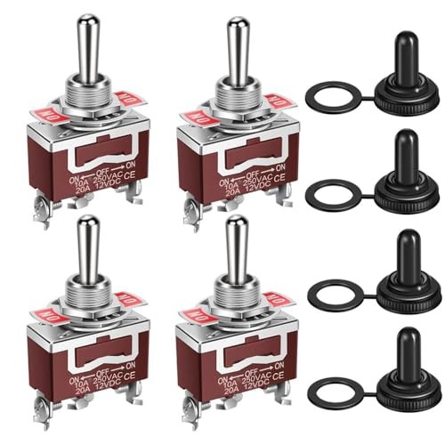 4pcs Waterproof Momentary Toggle Switch 20A-12VCC/10A ON-OFF-ON Momentary