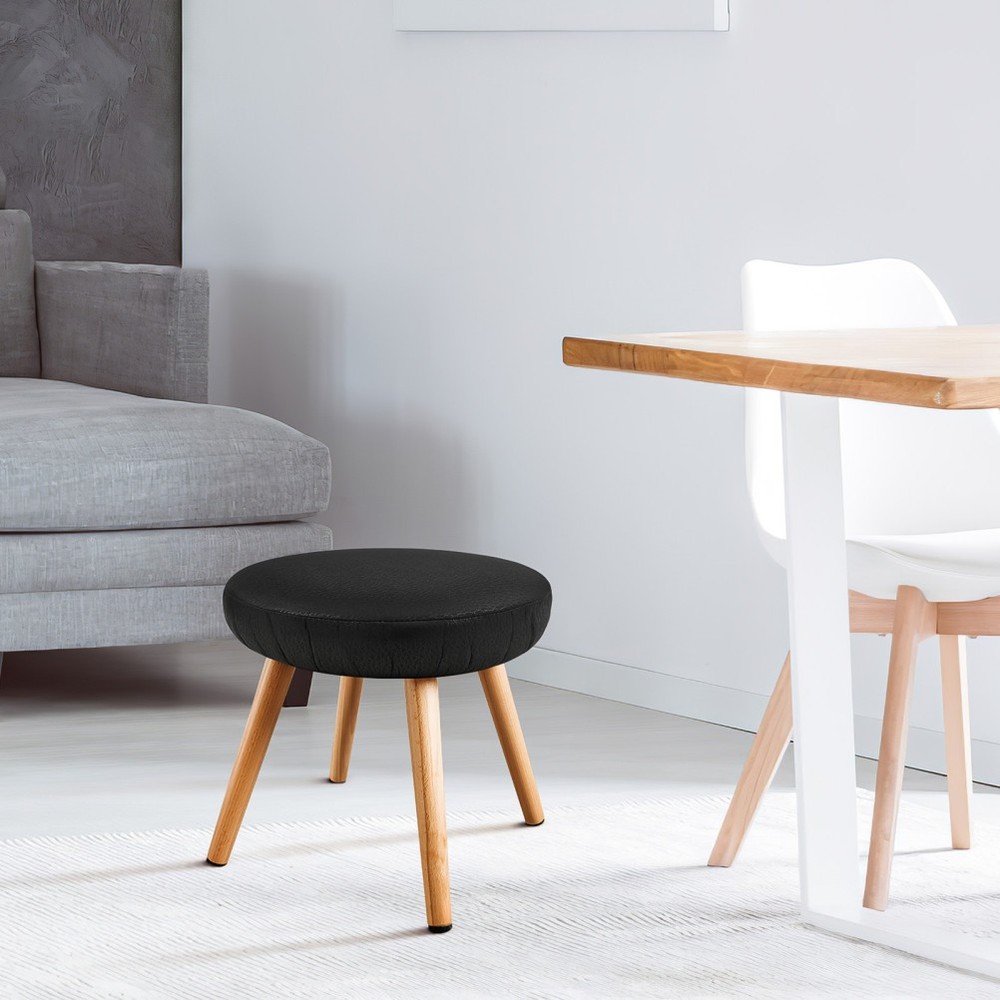 Practical Black Round Chair Cover Elastic Sponge Padding Stool Cushion Protector