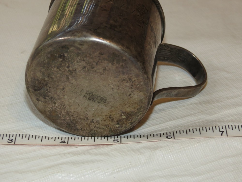 WMA Rogers Harmony baby cup mug RALPH silver spoon handle vintage RARE engraved