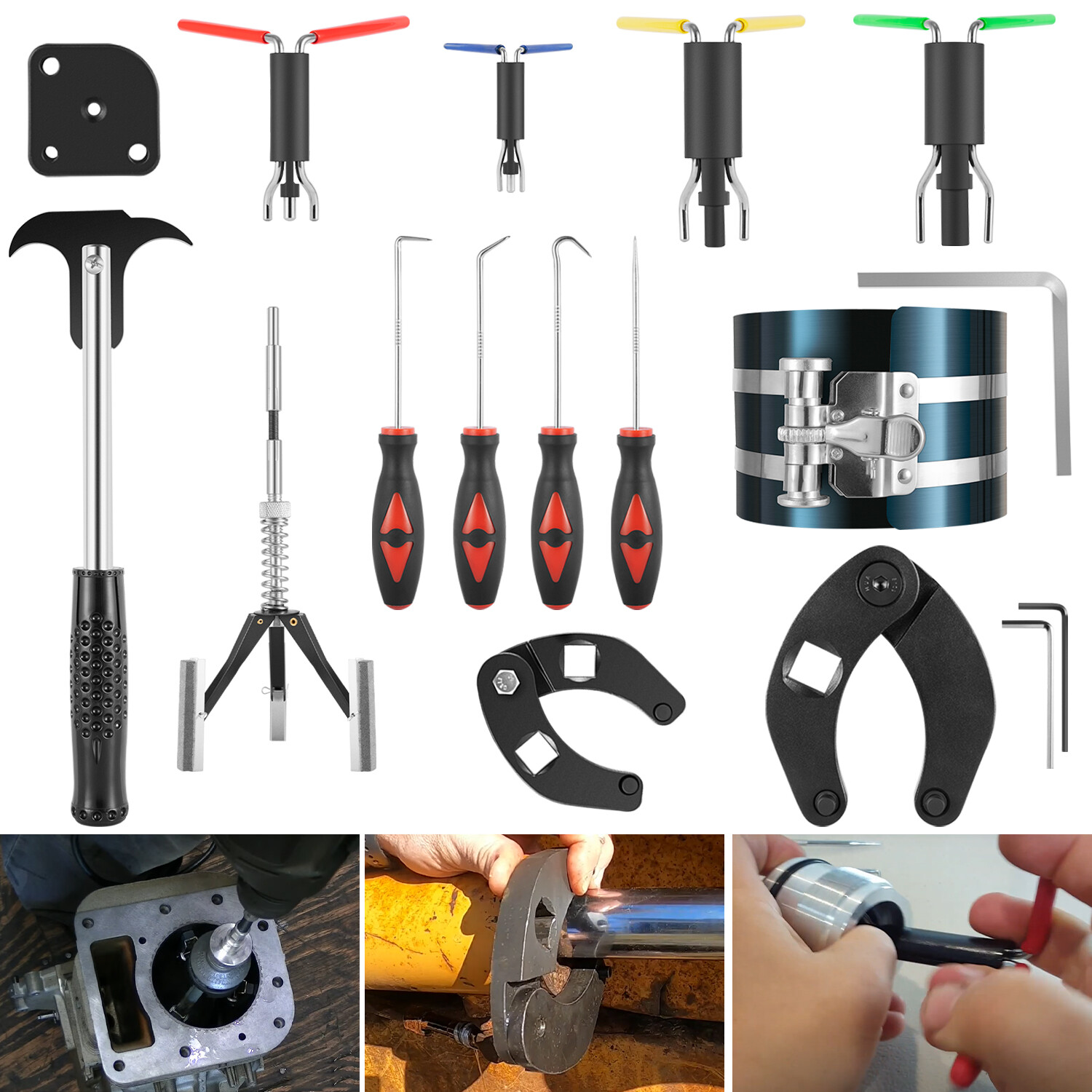 17Pcs Hydraulic Cylinder Repair Tool Kit for Skid Steers, Loaders, Backhoes, etc