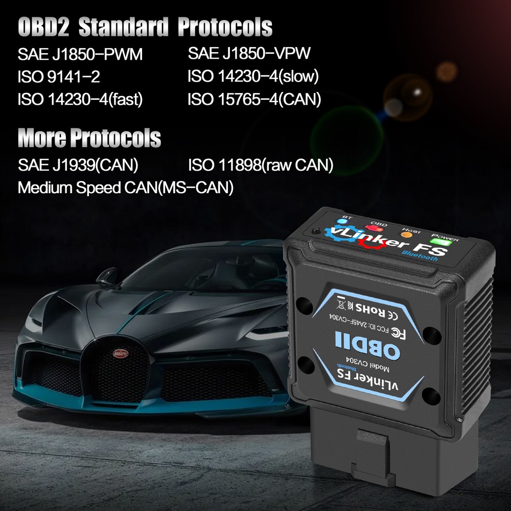 Vgate vLinker FS Bluetooth OBD2 Diagnostic Scan Tool for iOS, Android & Windows