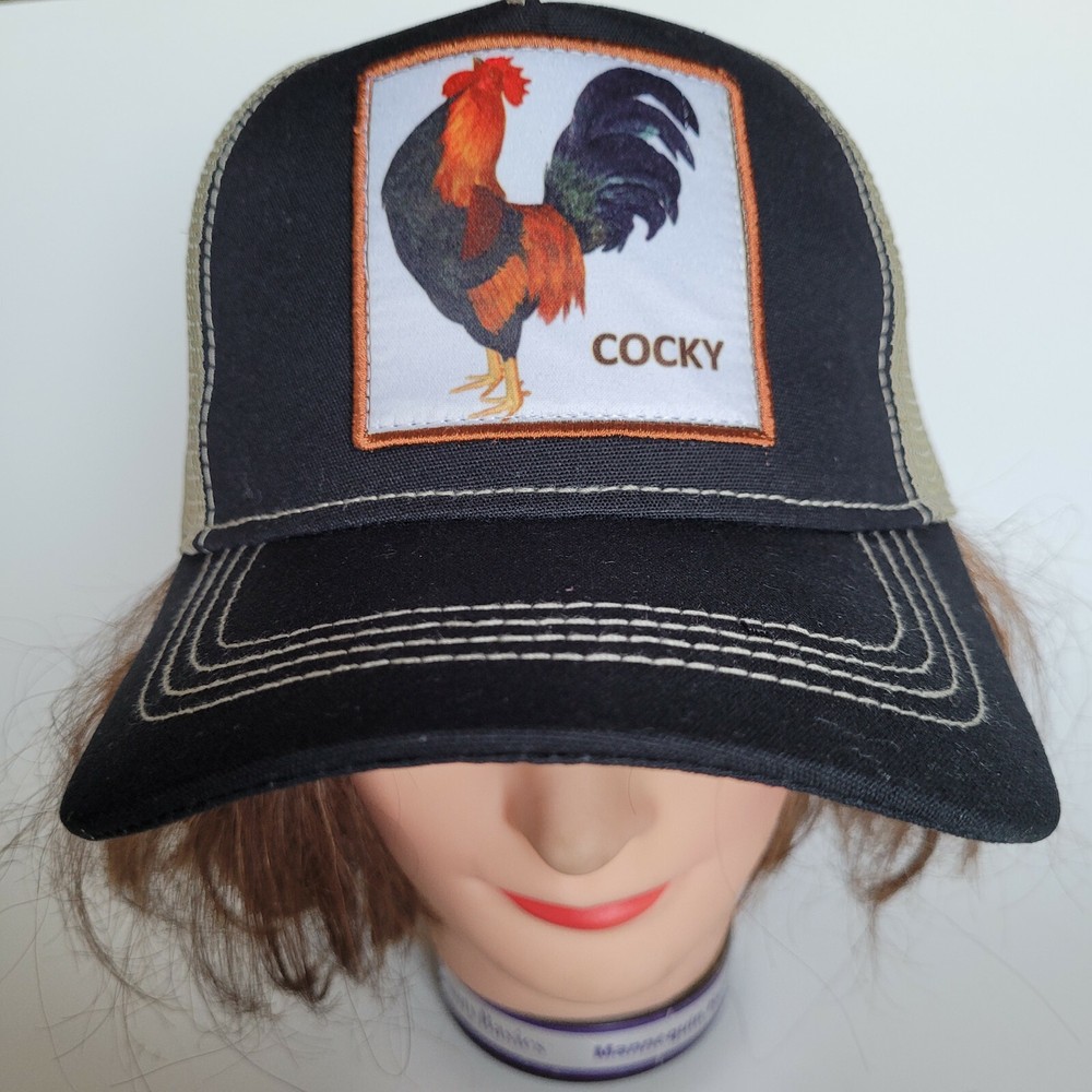 COCKY Rooster Hat Trucker Baseball Cap Mesh Panel Adjustable One Size Snap Back