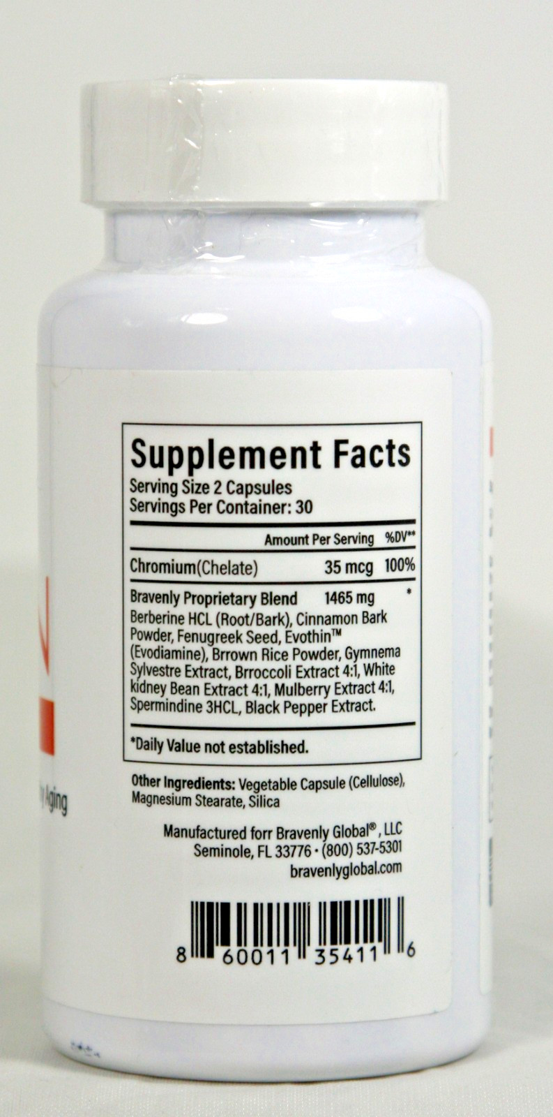 Bravenly BURN Extreme, Glucose Support Thermogenic Aging Weight 60 Capsules NEW.