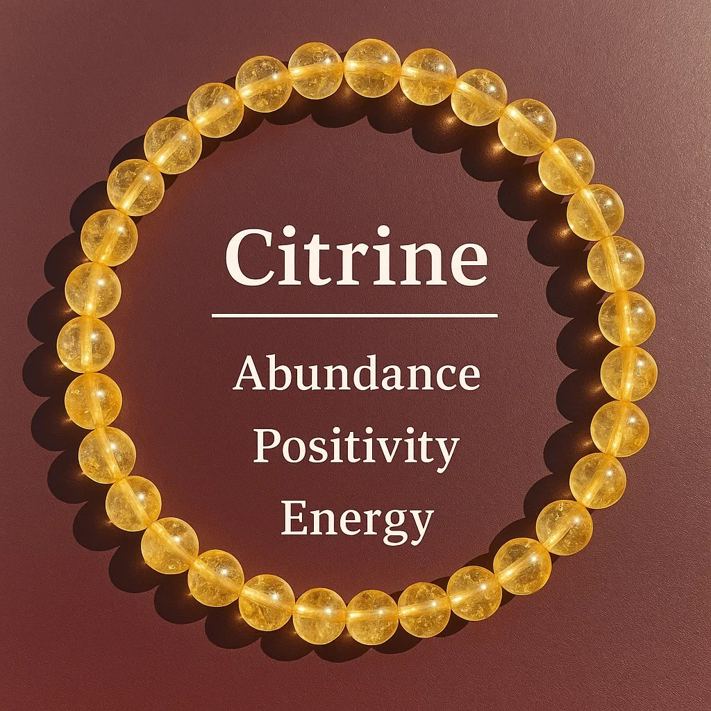 Natural Citrine Stone Bracelet Yellow Crystal Gemstone Stretch Women Bracelet