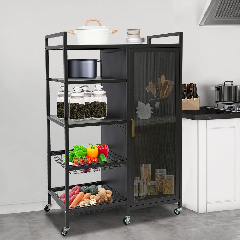 Standing Kitchen Shelf Storage Cabinet with Door Standing Storage Shelf