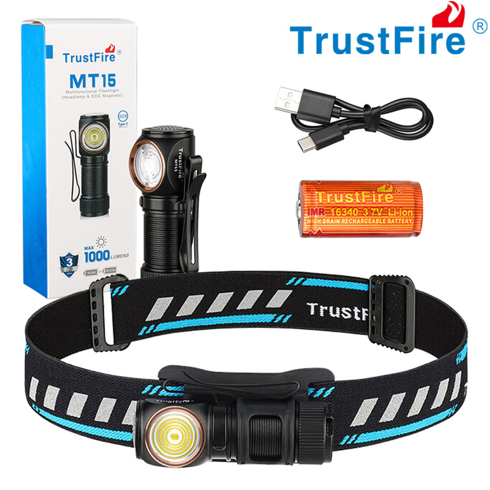 TrustFire MT15 1000LM Rechargeable LED Headlamp 5 Mode LED Headlight Flashlight