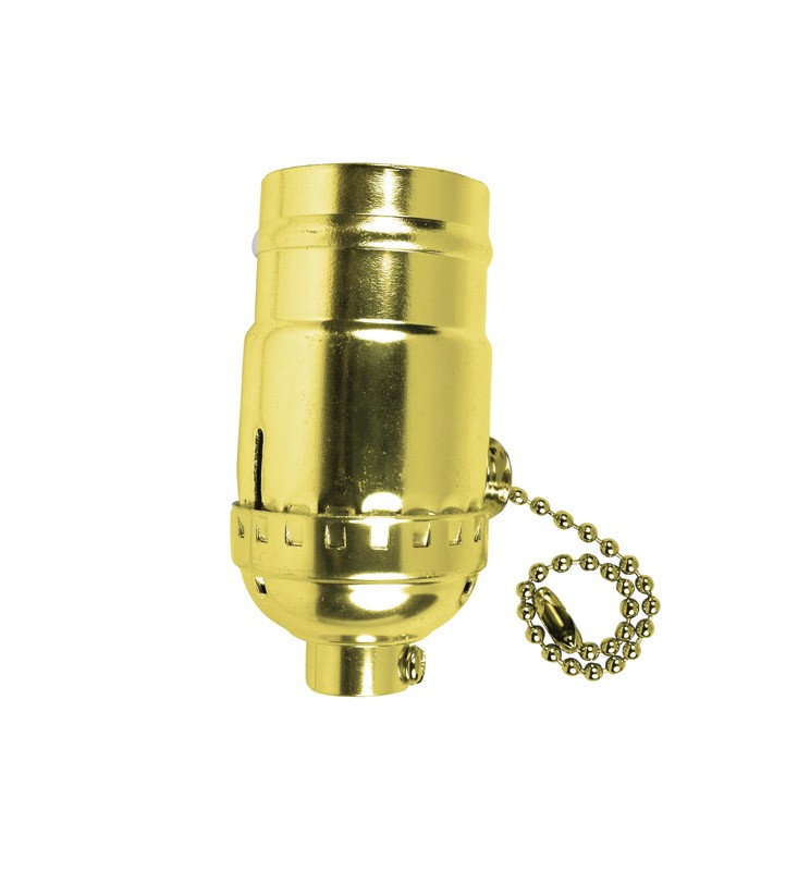 Jandorf 60410 250V 250W Medium E26 Base Brass On/Off Pull Chain Lamp Socket