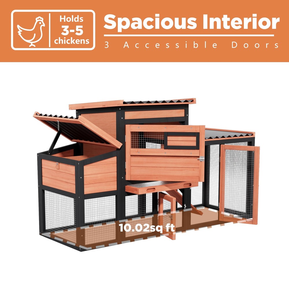 Wooden Chicken Coop with Nesting Box,Chicken Brooder with Openable Roof Window