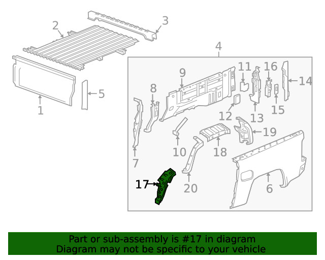 Genuine GM Driver Side Pickup Box Wheelhouse Panel 52025013