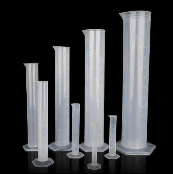 Precision Labware: Plastic Measuring Cylinder 10ml-2000ml Scale Blue Print