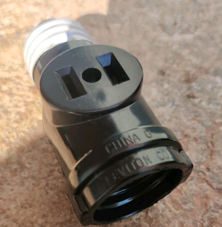 Ace 2-Outlet Convert Light Socket Adapter 660W Black Medium Base 15 Amps