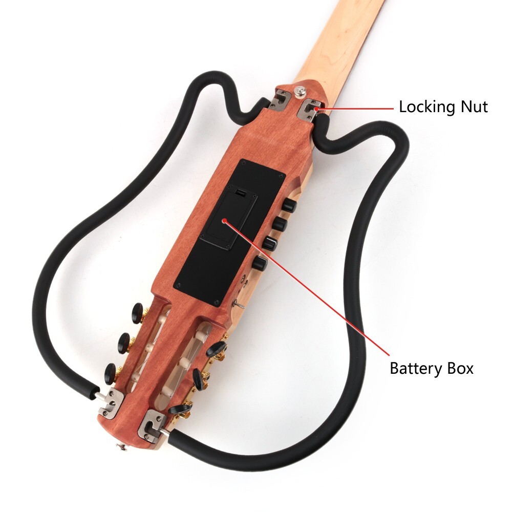 travel electric classical guitar silent nylon string headless built in effect