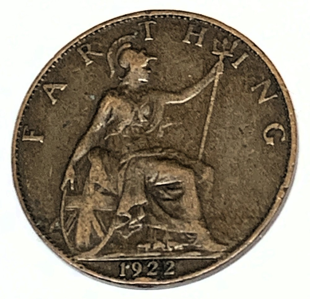 # C8990    GREAT BRITAIN     COIN,    FARTHING   1922