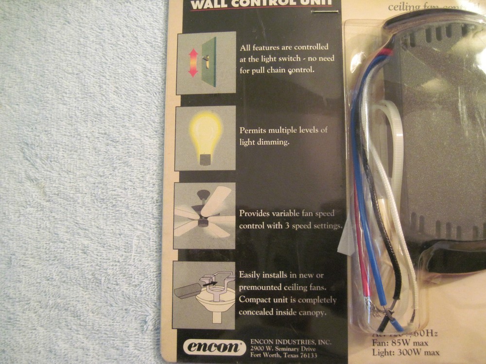 Ceiling Fan Smart Switch Wall Control Unit Encon Ind. Model EFS-1