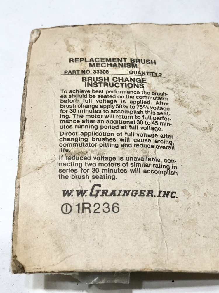 (2) GRAINGER No. 33308 Replacement Brush Mecanism