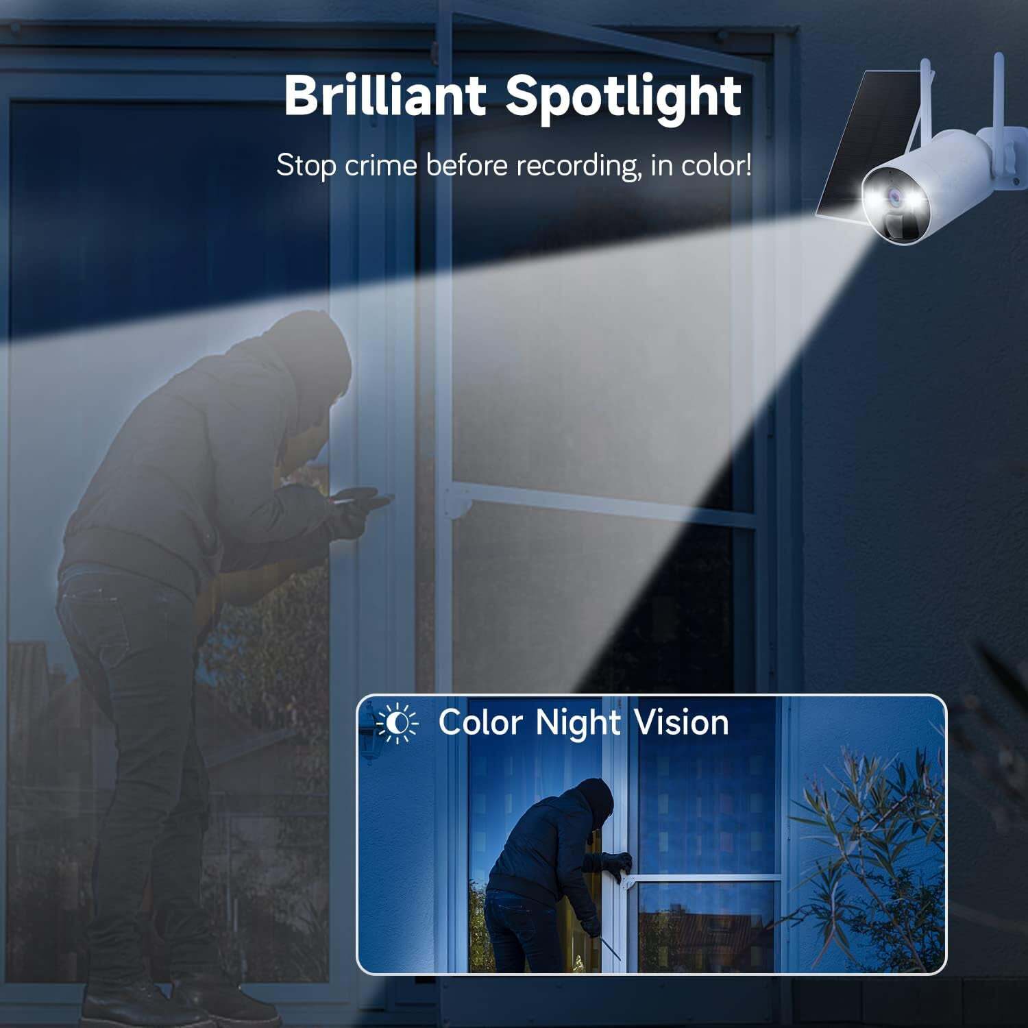 Solar Battery Powered Security Camera System Outdoor Wireless Wifi Home IP CCTV