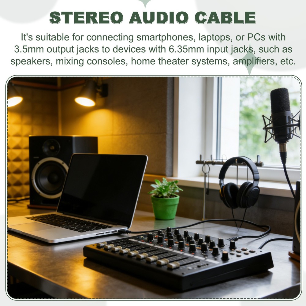 1/4" to 1/8"Stereo Audio Cable, 10FT Patch Cord Interconnect Adapter Cable,Black