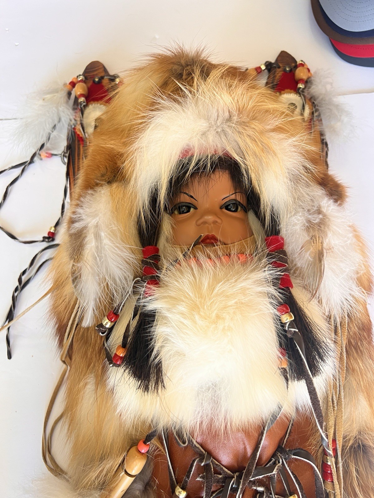 Native American A Papoose/Cradle Board Hand Made 'Coyote Woman' 38" Heavy