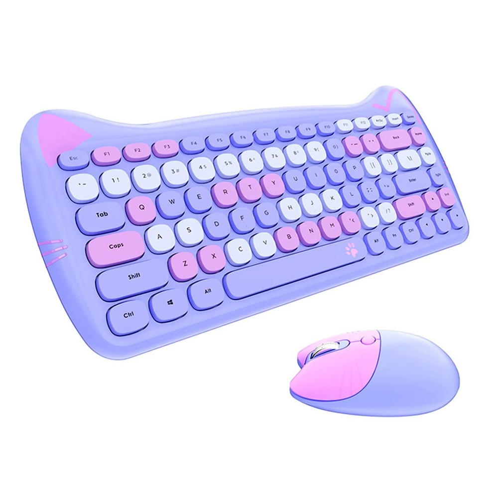 Wireless Mouse and Keyboard, Cute Cat Keyboard Mouse Combo for present,2.4G C...