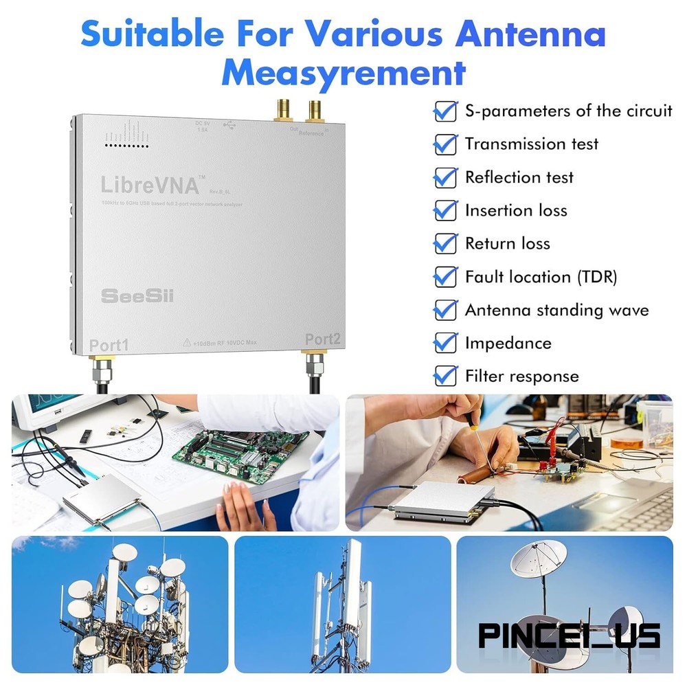 LibreVNA 2.0 100kHz-6GHz Portable Vector Network Analyzer USB Based Full 2-Port