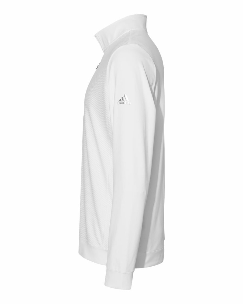 Adidas Golf Top UPF 50+ Logo Performance Textured 1/4 Zip Pocket Pullover Jacket