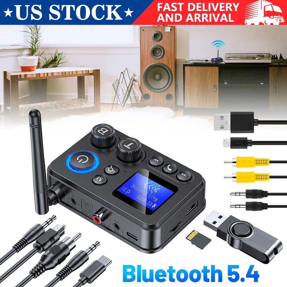 Bluetooth 5.3 Transmitter Receiver 3.5mm AUX RCA TV Home Stereo Audio Adapter-