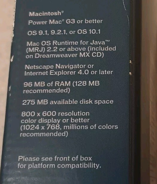 Macromedia Dreamweaver MX for Mac CD UPGRADE VERSION