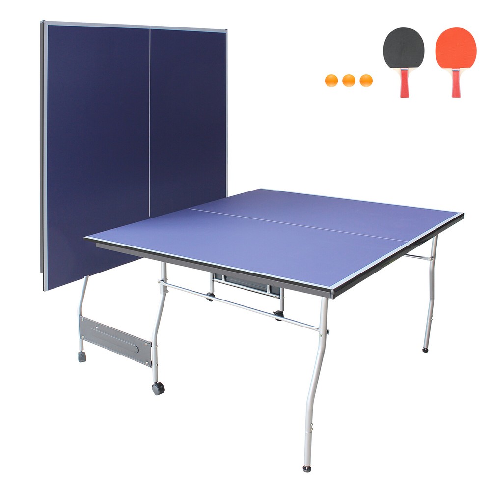 8ft Mid-Size Table Tennis Table Foldable & Portable Ping Pong Table Set