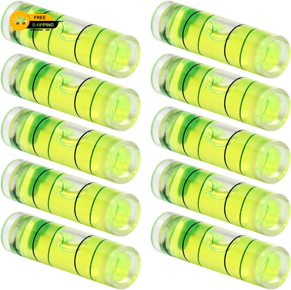 10 Pcs Small Cylindrical Bubble Level Vials, 9.5X34 Mm