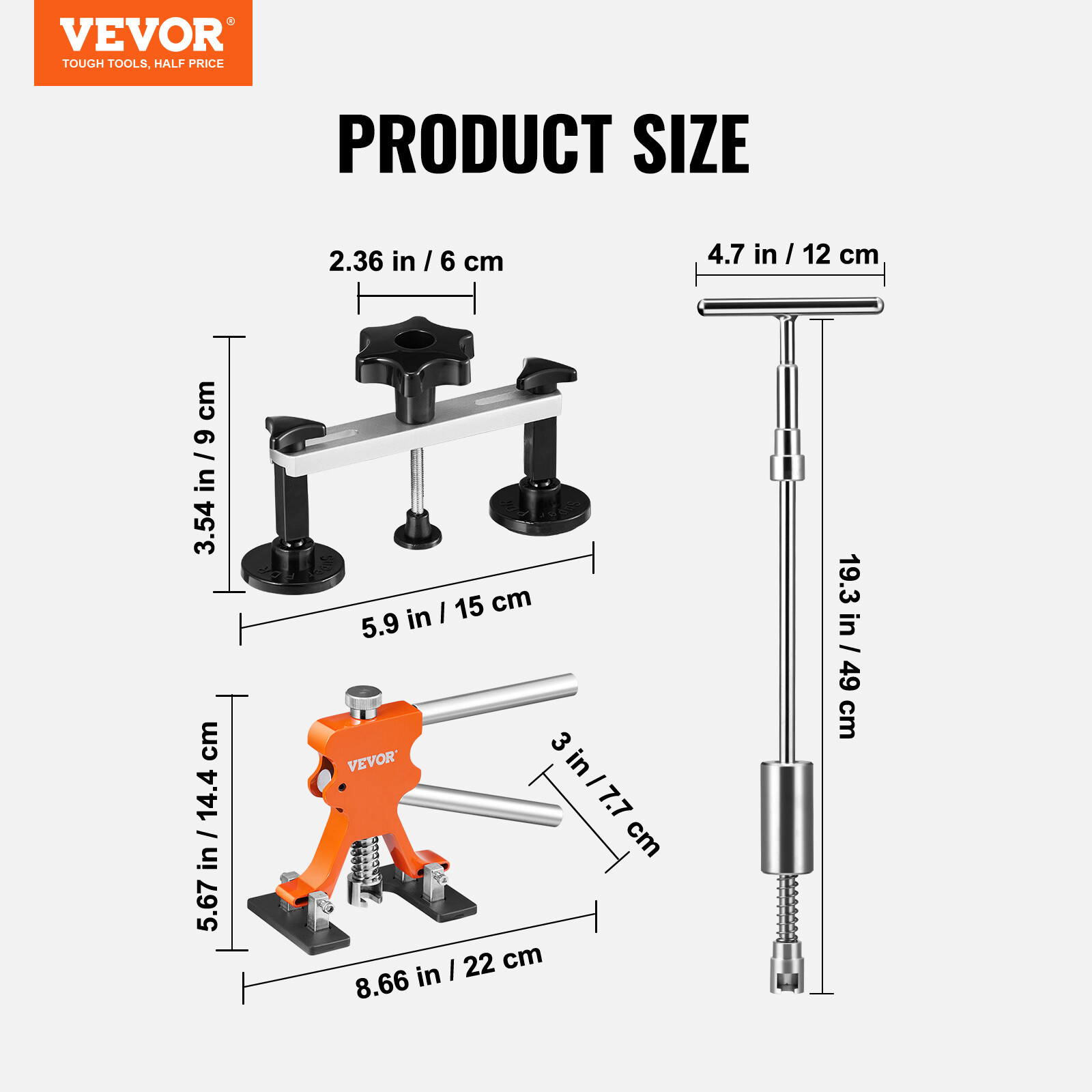 VEVOR Car Body Dent Puller Bridge Lifter Tool Paintless Hail Remover Repair Kit