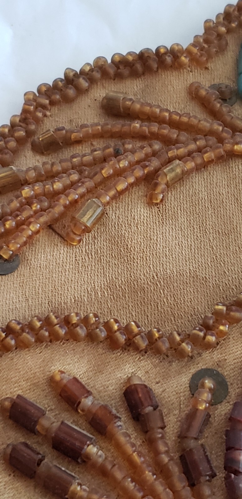 1912 NATIVE AMERICAN VICTORIAN SEED BEADED HAND MADE HANGING MATCH - CARD HOLDER